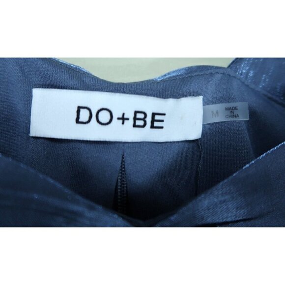 DO+BE Iridescent Blue Top Balloon Sleeves Cropped Blouse Women's Medium EUC - Picture 11 of 12